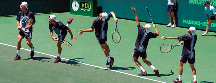 Tennis player serving